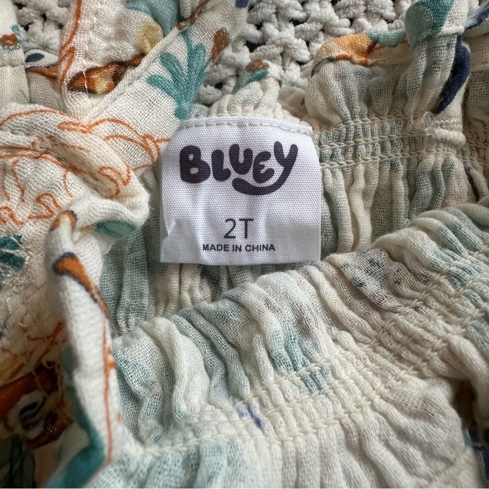 Bluey NEW Disney Tropical Printed Gauze Tiered Girls Toddler Sundress Size 2T - Picture 6 of 7